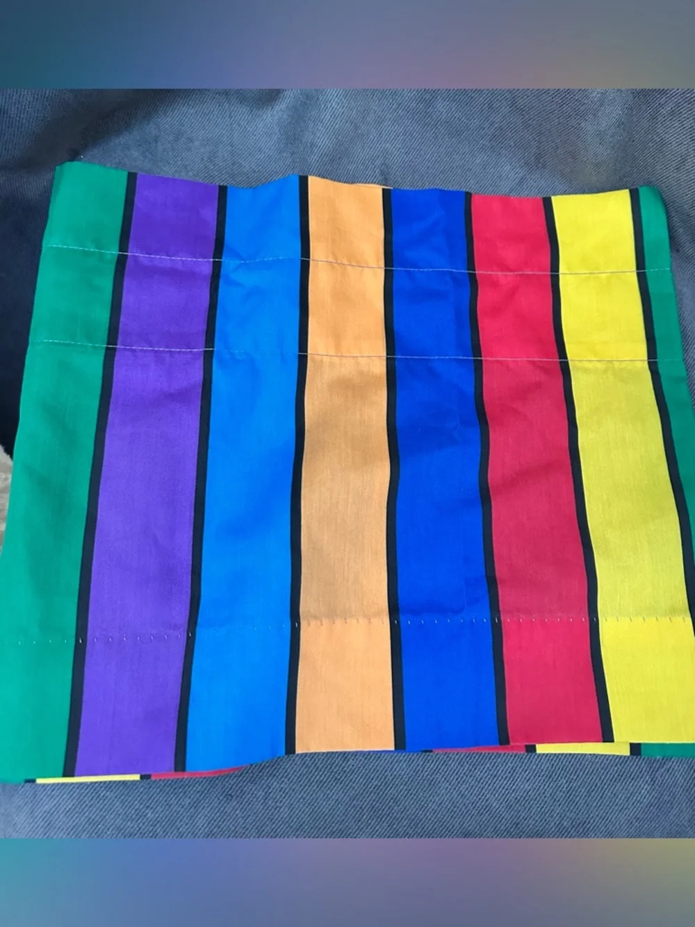Vintage 80s Mickeys stuff Mickey Mouse striped window valance